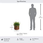 38cm Round Short Cylinder Corten Steel Planter with Feet