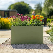 80cm Long Zinc Galvanised Sage Green 60cm Tall Trough Planter