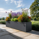 Flatpacked zinc galvanised trough planter, matte grey, 150 hero