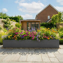 Flatpacked zinc galvanised trough planter, matte grey, 300 hero