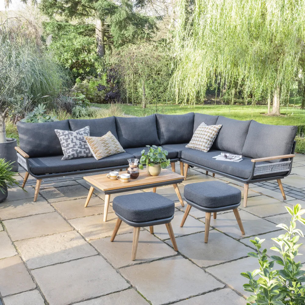 Kimora Corner Set with Grey Fabric Cushion