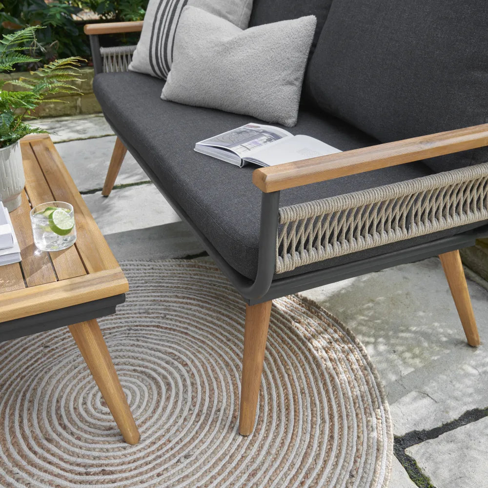 Kimora 4 Seat Lounge set with Grey Fabric Cushion