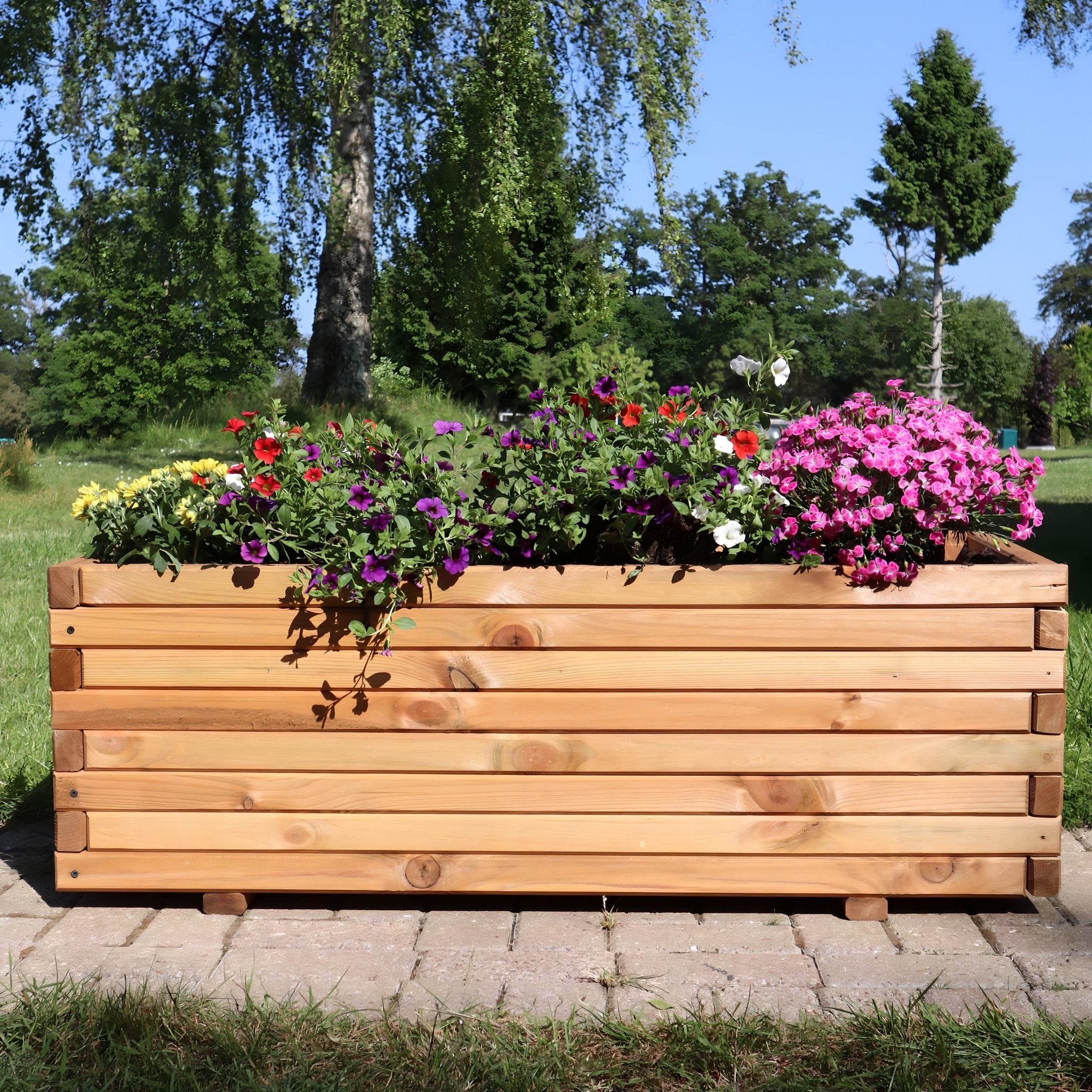 Wooden Planter Raised, wooden planters at b&q 1.2m long by Woven Wood