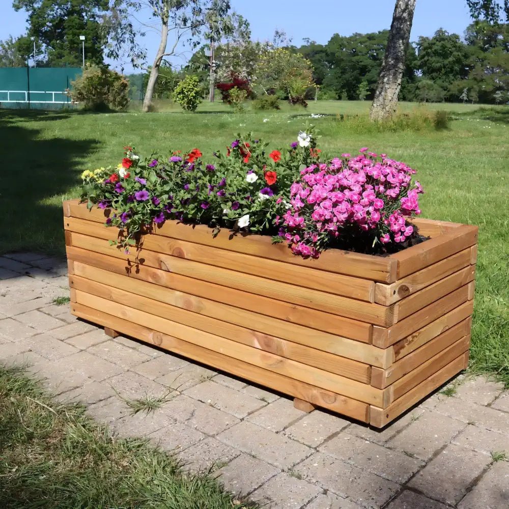 1.2m Pine Wooden Trough Planter with Feet – Woven Wood