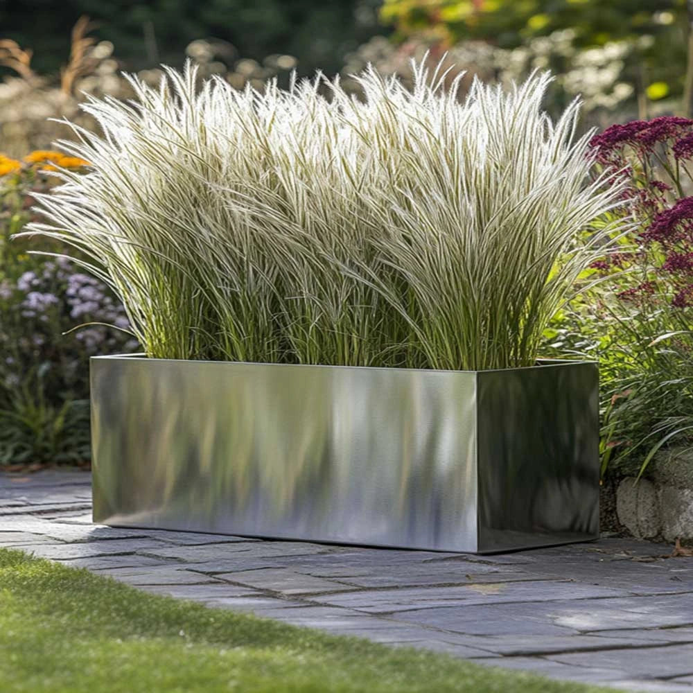 silver trough planter