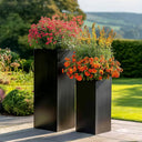 100cm Zinc Galvanised Matte Black Tall Square Planter