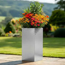 100cm Zinc Galvanised Silver Tall Square Planter