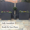 100cm Long Zinc Galvanised Matte Grey 80cm Tall Trough Planter