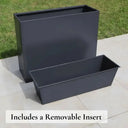 100cm Long Zinc Galvanised Matte Grey 80cm Tall Trough Planter