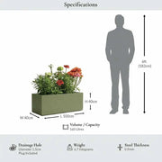 100cm Zinc Galvanised Sage Green Trough Planter