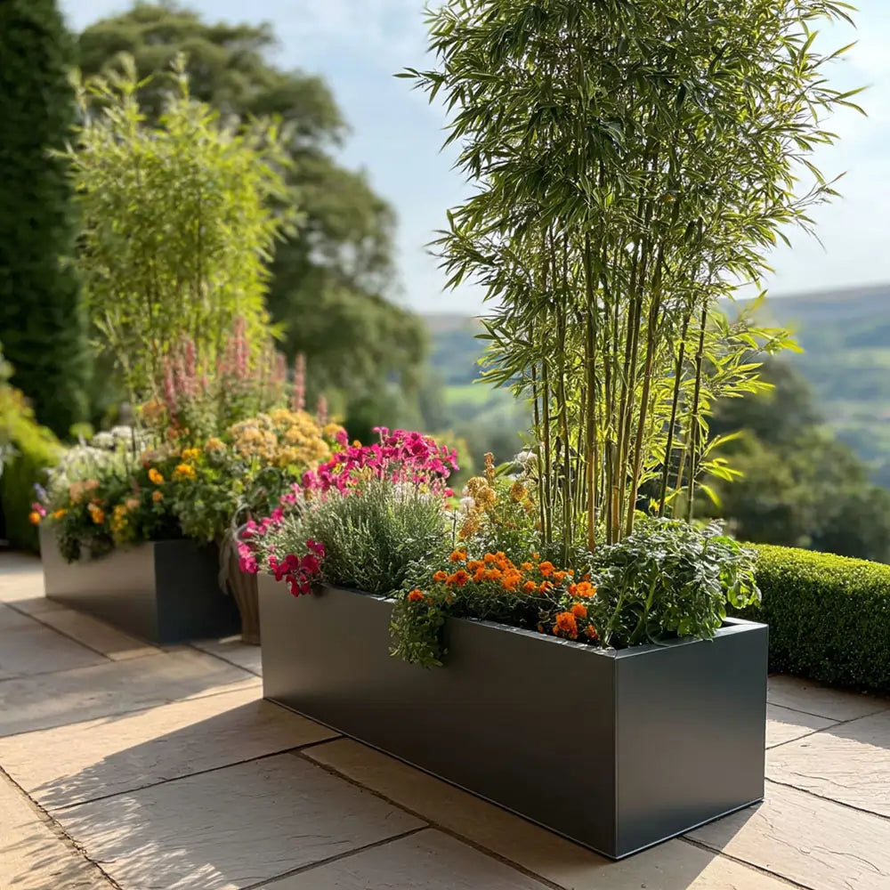 100cm Zinc Galvanised Matte Grey Trough Planter