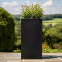 100cm Zinc Galvanised Matte Black Tall Square Planter
