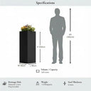 100cm Zinc Galvanised Matte Black Tall Square Planter