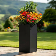 100cm Zinc Galvanised Matte Black Tall Square Planter