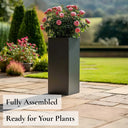 100cm Zinc Galvanised Matte Grey Tall Square Planter