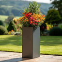 100cm Zinc Galvanised Matte Grey Tall Square Planter