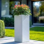 tall square matte white planter