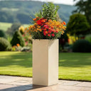 100cm Zinc Galvanised Cream Tall Square Planter