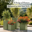 100cm Zinc Galvanised Sage Green Tall Square Planter - image 7