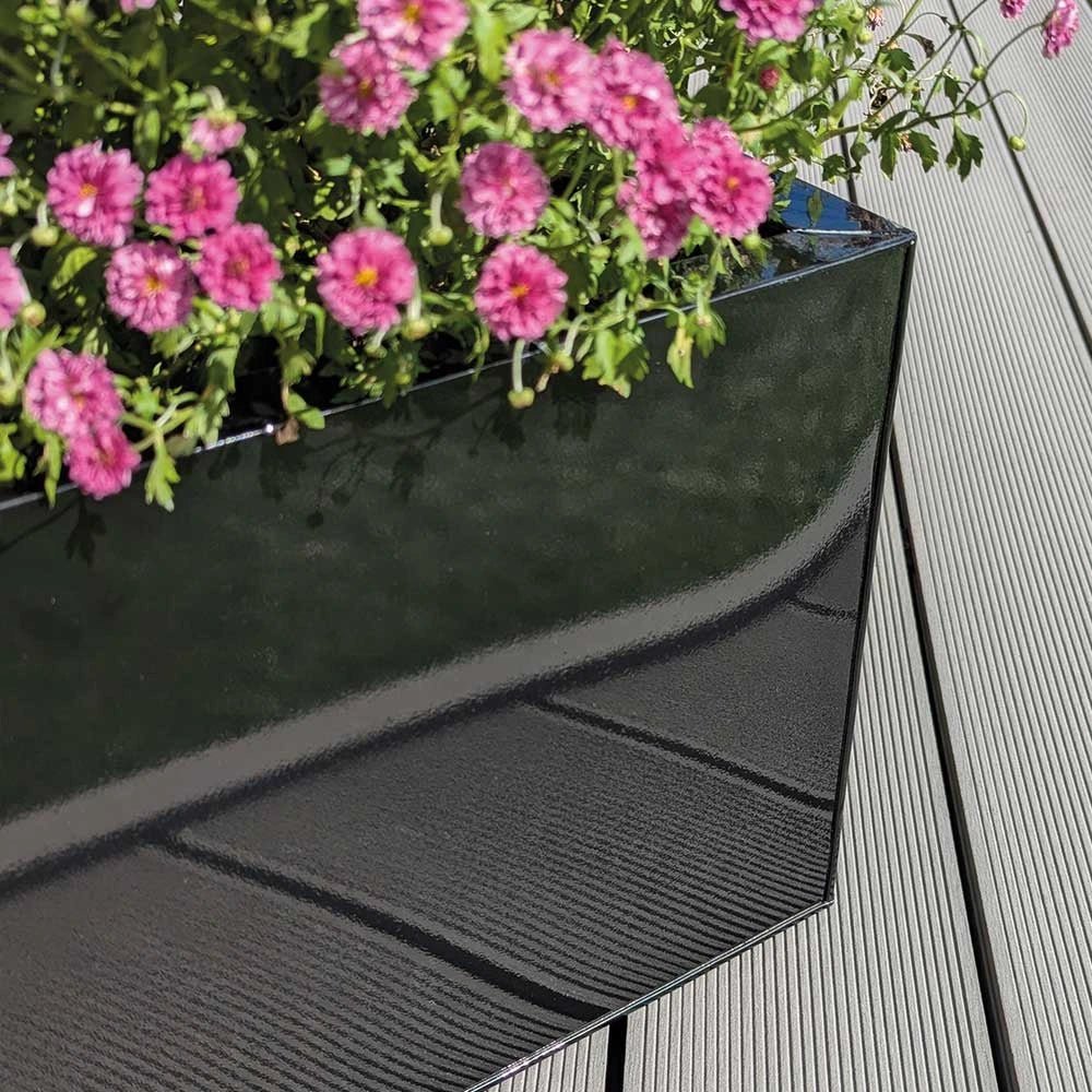 75cm Zinc Galvanised Polished Black Trough Planter