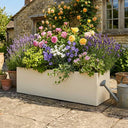 100cm Zinc Galvanised Cream Trough Planter