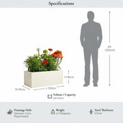 100cm Zinc Galvanised Cream Trough Planter
