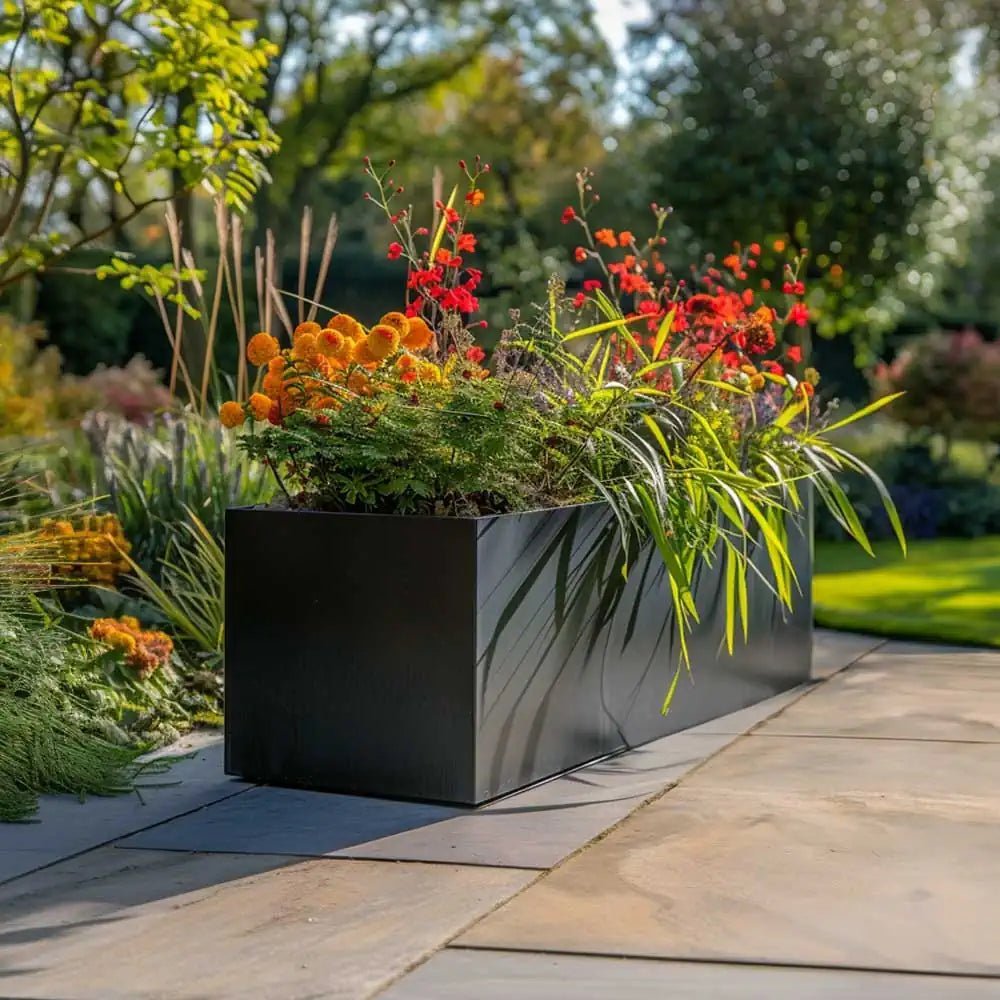 75cm Zinc Galvanised Matte Black Trough Planter