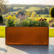Trough Corten planter on patio