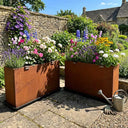 120cm Long Corten Steel 100cm Tall Trough Planter with Plate & Feet