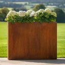 120cm Long Corten Steel 100cm Tall Trough Planter with Plate & Feet
