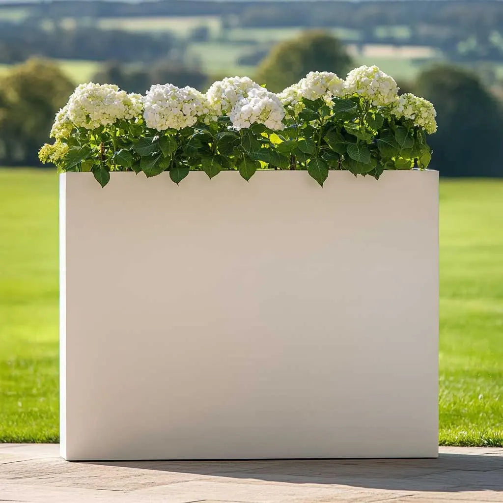 120cm Long Zinc Matte White 100cm Tall Trough Planter