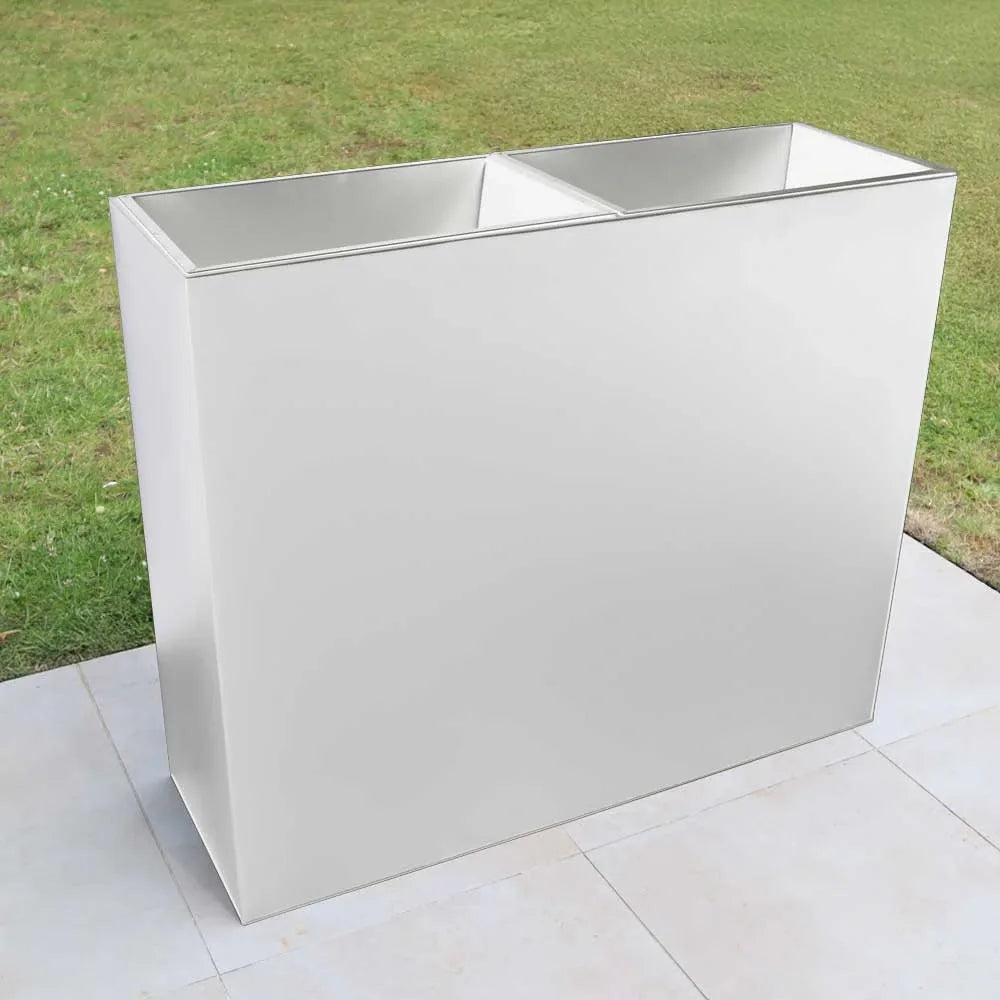 120cm Long Zinc Galvanised Matte White 100cm Tall Trough Planter