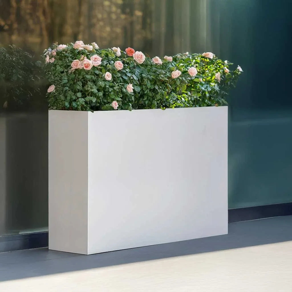 120cm Long Zinc Galvanised Matte White 100cm Tall Trough Planter