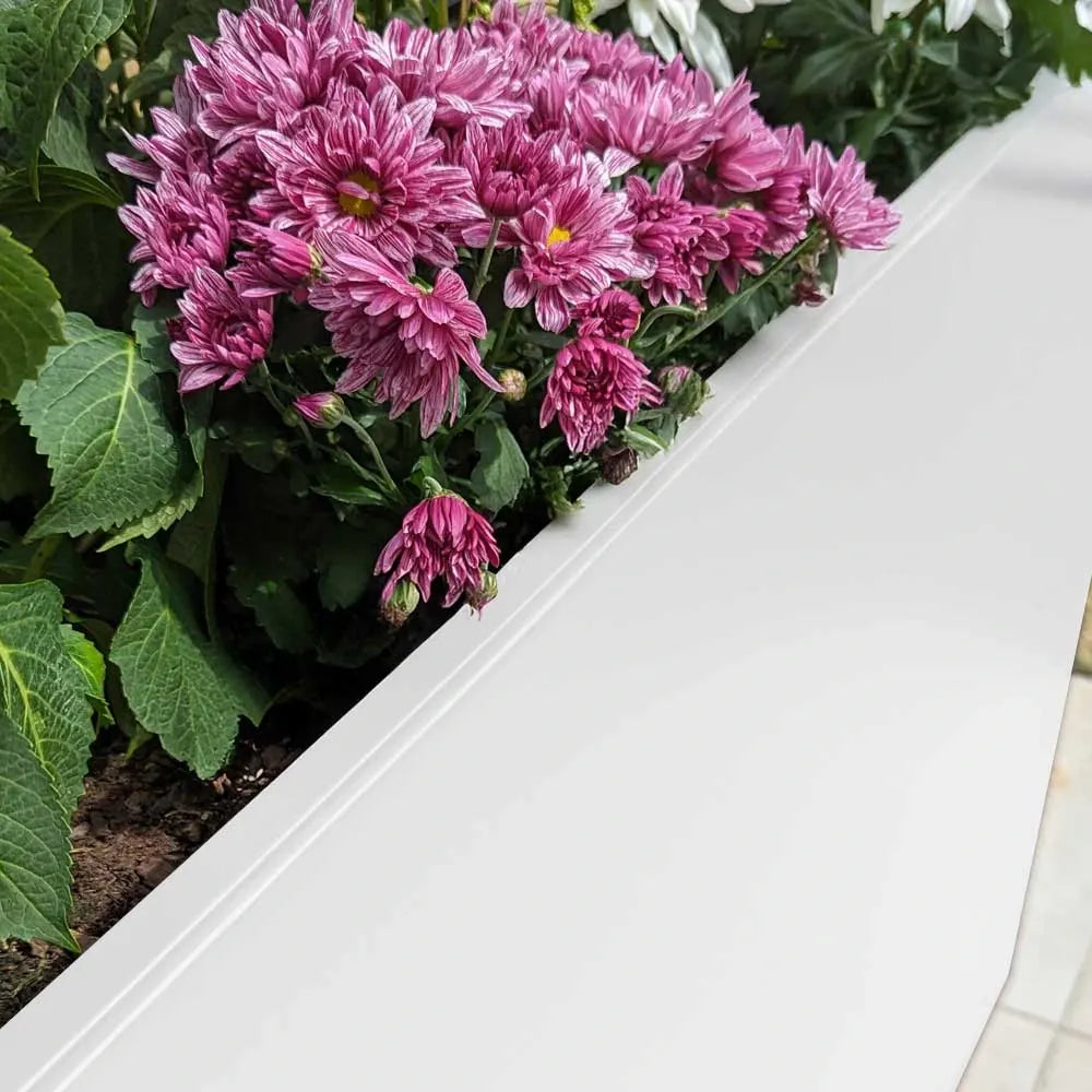 120cm Long Zinc Matte White 100cm Tall Trough Planter