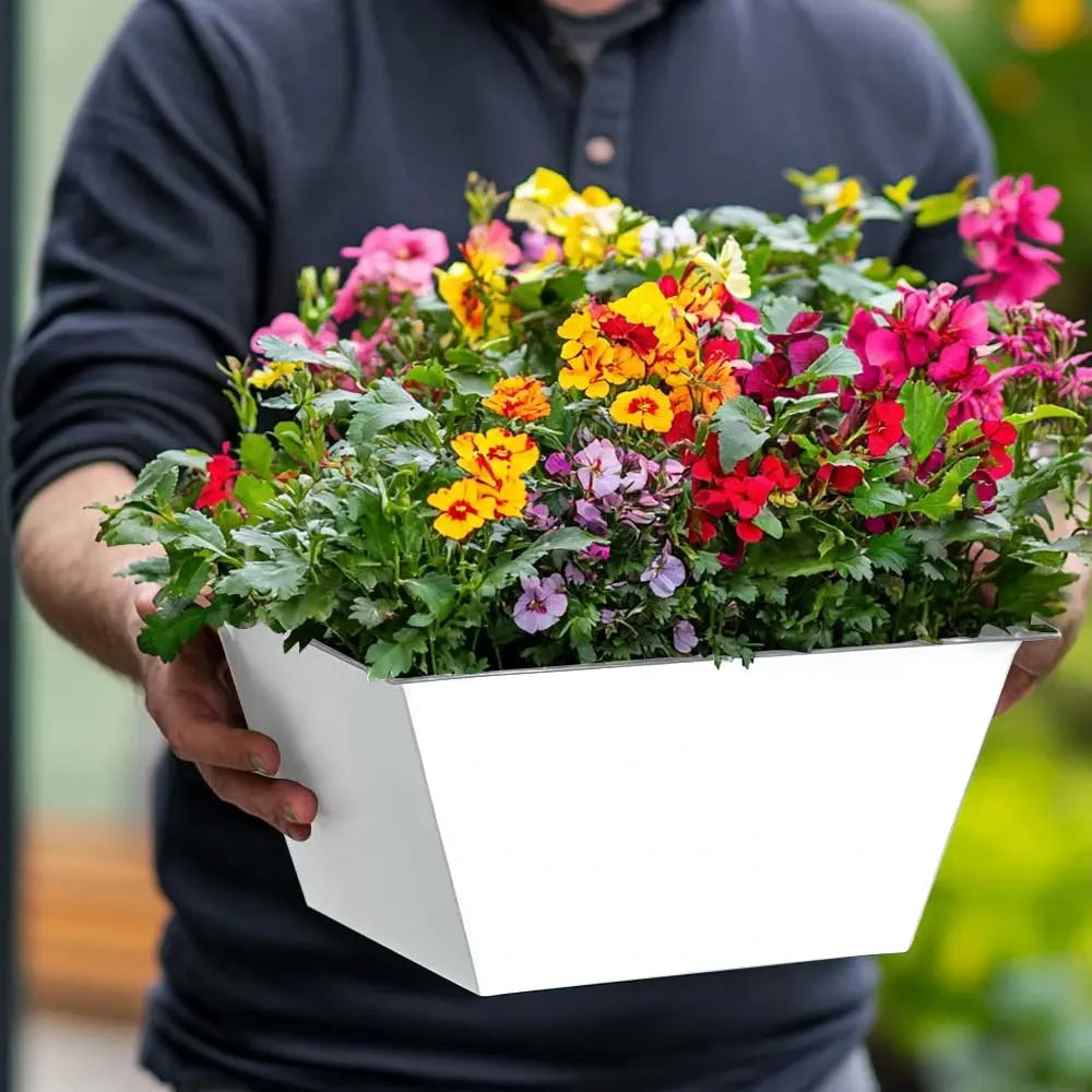 120cm Long Zinc Matte White 100cm Tall Trough Planter