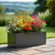 120cm Zinc Galvanised Matte Grey Trough Planter