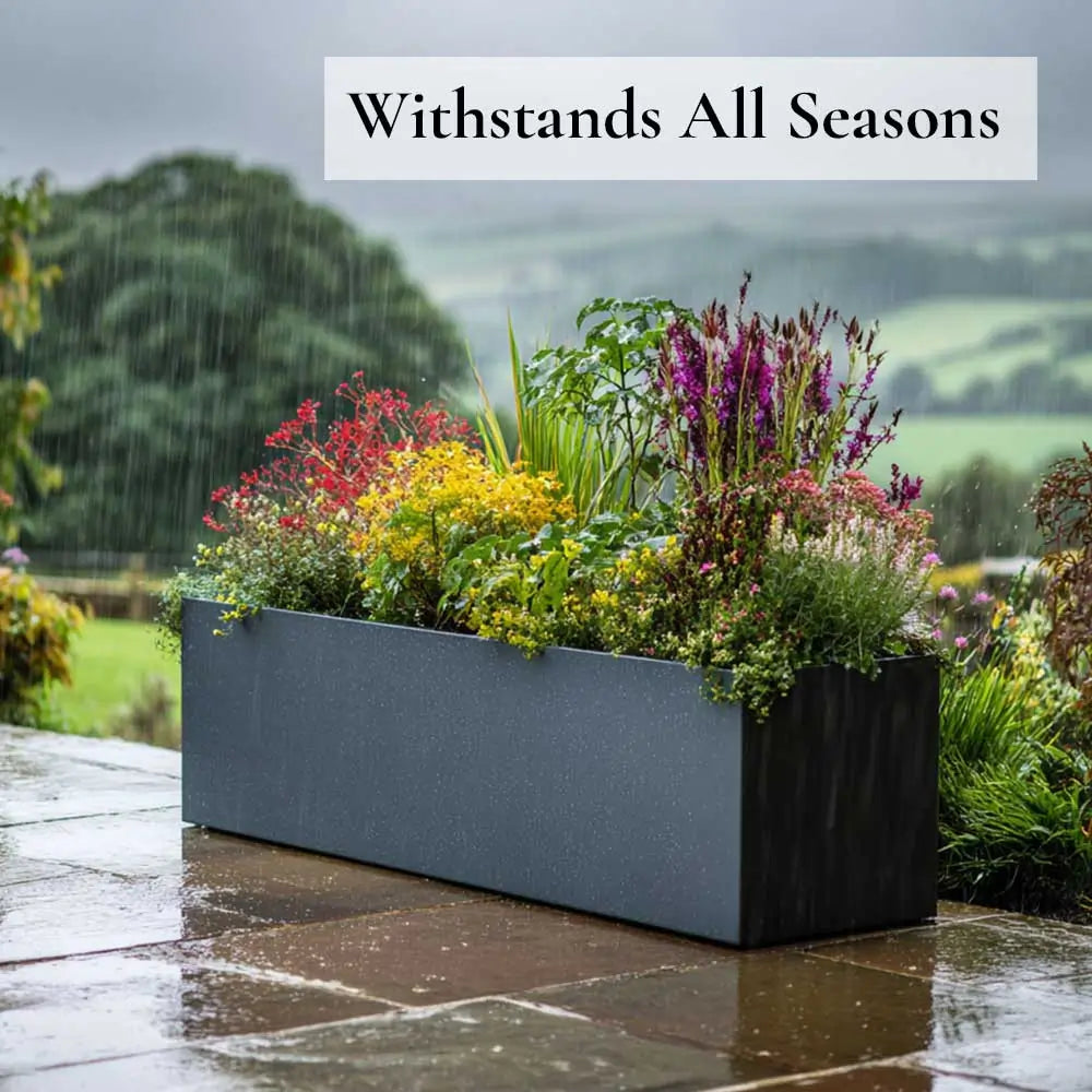 120cm Zinc Galvanised Matte Grey Trough Planter