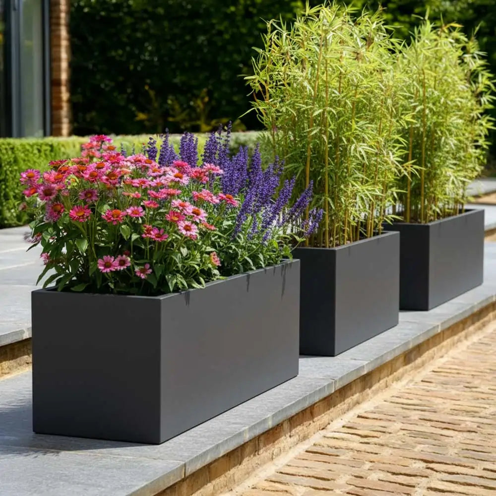 120cm Zinc Galvanised Matte Grey Trough Planter