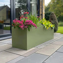 120cm Zinc Galvanised Sage Green Trough Planter