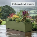 120cm Zinc Galvanised Sage Green Trough Planter - image 4