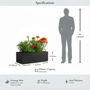 120cm Zinc Galvanised Matte Black Trough Planter