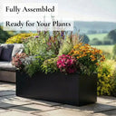 120cm Zinc Galvanised Matte Black Trough Planter