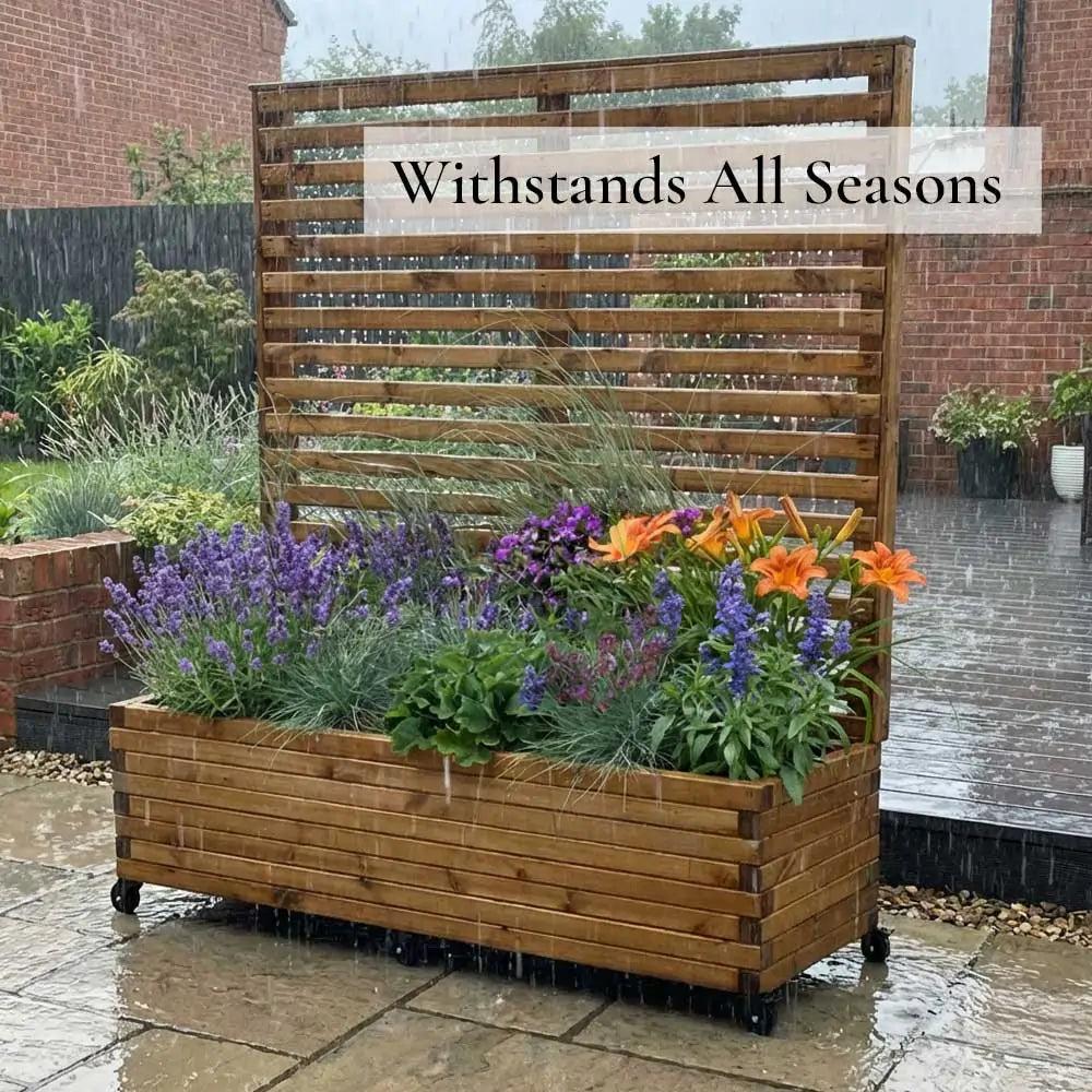 wooden plant trellis Pine Raised Wooden Trellis Planter – Woven Wood