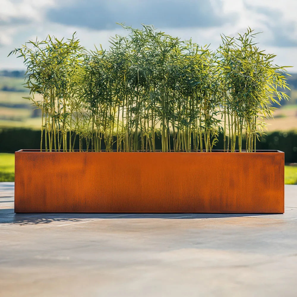 200cm Corten Steel Trough Planter - Pre-Rusted
