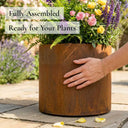 28cm Round Short Cylinder Corten Steel Planter with Feet