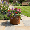28cm Round Short Cylinder Corten Steel Planter with Feet