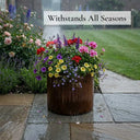 28cm Round Short Cylinder Corten Steel Planter with Feet