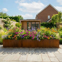 300cm Corten Steel Straight Edge Trough Planter with Feet