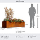 300cm Corten Steel Straight Edge Trough Planter with Feet