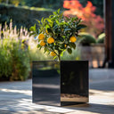 30cm Zinc Galvanised Polished Black Square Planter